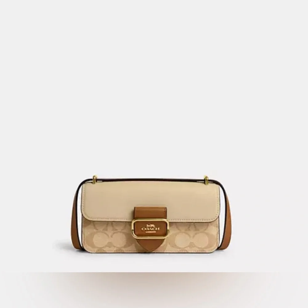 NWT Morgan Crossbody In Blocked Signature Canvas light khaki - Picture 5 of 10